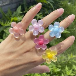 S2962 Fashion Jewellery Flower Ring Women Resin Acrylic Sweet Flowers Rings