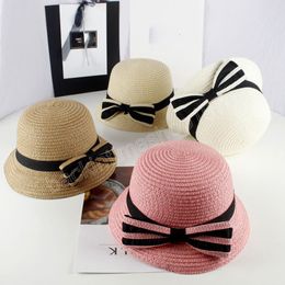 Spring Summer Baby Girl Straw Hat Bowknot Kids Dome Hat for Girls Outdoor Panama Hats 2-4Y
