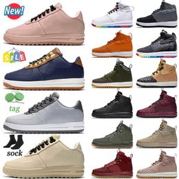 airforce 1 shoes Canada - Lunar AirForces 1 Duckboot Trainers Running Shoes Nik Off Black and Tan Mens Womens Ale Brown Particle Pink Medium Olive White Wolf Grey 1s