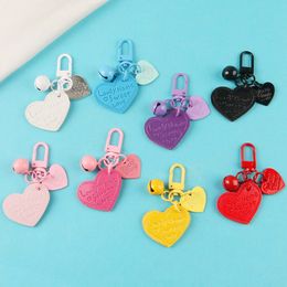 Engraved Heart Pendant Alloy Bell Keychain Jewellery Creative PU Leather Backpack Bag Charm Accessories Birthday Anniversary Gifts Have Personality