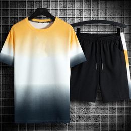 Gym Clothing 2 Pcs/Set Practical Elastic Waist Summer Top Pants Set Tracksuit Sports Two-piece