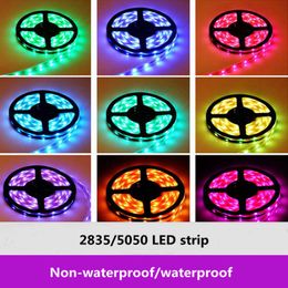 Strips 1/2/3/4/5/10M 2835 SMD RGB LED Strip Light Waterproof Tape Flexible 60Leds/m Home Decor Lamp Car LampLED StripsLED