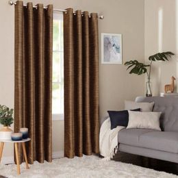 Curtain & Drapes Shiny 100% Blackout Texture Grommet Window Treatment For Living Room Bedroom Thermal Insulated DarkeningCurtain &Curtain