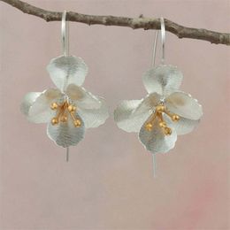 Dangle & Chandelier Silver Colour Drop Earring Fashion Statement Jewellery Elegant Romantic Flower Earrings For Women Brincos Female GiftsDangl