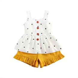 Citgeett Summer 0-24M Toddler Baby Girl Summer 2-Piece Set Polka Dot Sleeveless Dress-Style Top J220711