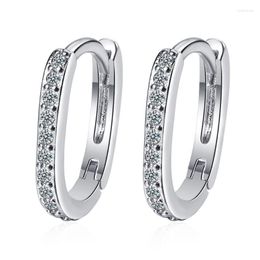 Hoop & Huggie Fashion Charm Silver Color Minimalist Pave Zircon Geometric Oval Earrings For Women Unisex Wedding Party Jewelry GiftHoop Kirs