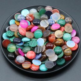 Natural stone 16mm Round Loose Beads opal Rose Quartz Tiger's Eye Cabochons Flat Back For Necklace Ring Earrrings jewelry