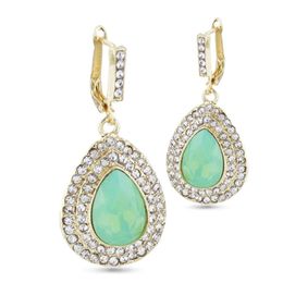 Dangle & Chandelier Sunspicems Trendy Morocco Jewellery Gold Colour Mint Green Crystal Earring For Women Water Drop Caftan Bijoux 2022Dangle
