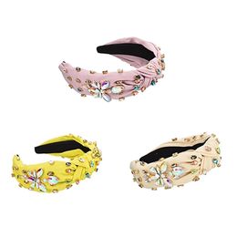 New Luxury Charming Colourful Crystal Headbands for Women Solid Knot Hairbands Hair Accessories Handmade Jewellery Gift