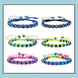 Beaded Strands Bracelets Jewellery Turkey Blue Evil Eye Charm Beaded Women Handmade Braided String Rope Bracelet Fashion Drop Delivery 2021 R