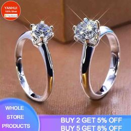 -con certificato 18k White Gold Solitaire 6mm 8mm lab Diamond Eng Engagement Change Gift per Women No Fade Allergy 170c