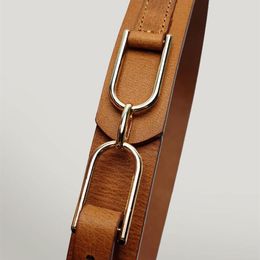 Belts Fashion High Quality Women Retro Design Genuine Leather Vintage Stirrup-shaped Buckle Elegant Straps For Coats