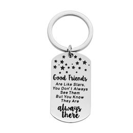 Keychains European American Fashion Style Stainless Steel Jewellery Creative Firends Are Like Stars Necklace Dog Tag Keychain Gift CustomizeKe
