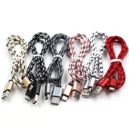 1M3ft,2M6ft,3M10ft Universal Android cables Dual Colour Fabric Braid Micro USB Type C charger Nylon cable Strong Metal adapter Lead 1.5M cable