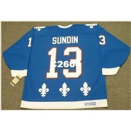 Chen37 Men #13 MATS SUNDIN Quebec Nordiques 1991 CCM Vintage RETRO Away Hockey Jersey or custom any name or number retro Jersey