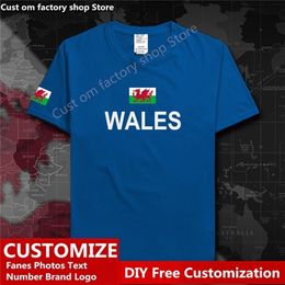 WALES Country Flag T shirt DIY Custom Jersey Fans Name Number Brand Cotton T shirts Men Women Loose Casual Sports T shirt 220620