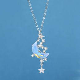 Pendant Necklaces Fashion Moon Splashing Galaxy Frost Wind Net Celebrity Ladies Necklace Temperament Star Clavicle Chain Jewelry