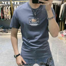 Short Sleeved T-shirt Men's Summer New Personalised Printing Fashion Brand Casual Round Neck Cotton Top Male Tees Clothing 4xl Y220630
