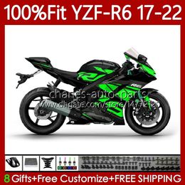 Injection Fairings For YAMAHA YZF600 YZF R6 R 6 600 CC YZFR6 17 18 19 2020 2021 2022 Body 119No.214 YZF-R6 Gloss Green 2017-2022 YZF-600 2017 2018 2019 20 21 22 OEM Bodywork