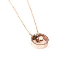 316L Titanium steel net red lover's screw double circle necklaces gold/rose gold/silver plated Europe America Fashion Style Lady chain for women's jewelry