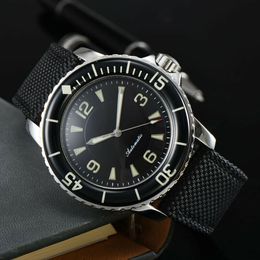 Men's Automatic Vintage Watch 45mm Super Green Luminous Canvas Strap Stainless Steel Case Male Mechanical Wristwatches Clock