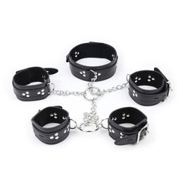 SMLOVE sexy Couple Leather Bdsm Bondage Set Collar Ankle Cuff Handcuff Adult Game Product Kit Tool for Women Shop