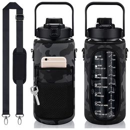 Factory wholesale SBR diving material outdoor sports bottle cup sleeve portable strap type warm pot protective