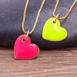 Pendant Necklaces Bohemia Heart 4 Candy Colors Choice For Women Charm Vintage Colorful Chain Necklace Dripping Oil Jewelry GiftPendant Neckl