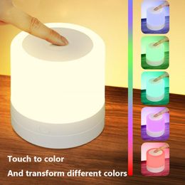 Night Lights Touching Control Bedside Light Dimmable LED Table Lamp USB Rechargeable Warm White & RGB For Bedroom OfficeNight