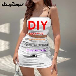 Noisydesigns 3D Trendy Custom Women Sets Sling Tube Top Sexy Skirt Suit For Female Beach Party Plus Size 4XL Swimsui Dropship 220616