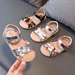 Baby Summer Fashion Bow Child Sandals Princess Girl Shoes Children Flat Shoes for Kids Soft Leather Beach Sandals1 2 3 5 6 Year G220523