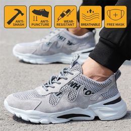 Work Safety Shoes Men Lightweight Breathable Soft Comfortable Steel Toe Work Shoes Antismashing Puncture Proof Wearable 210315