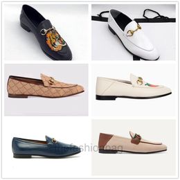 Classic Women's Flats Leather Metal Buckle Ladies Casual Shoes Men's Print Stampede Lazy Slippers