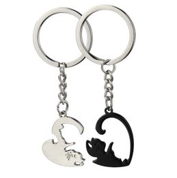 Cat Keychain Cute KeyRing for Women Couple Lover Cats Key Chain Holder