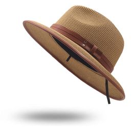 Wide Brim Hats Summer Unisex Fedora Vintage Jazz Straw Hat Beach Casual Vacation Sun Cap High Quality Fashion Panama Top HatWide WideWide
