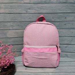 Ruffle Seersucker Toddler Designer School Bag Purple Pink Girl Stripes Soft Cotton Kids Backpack Bag Luxury com bolsos de malha Domil1061978