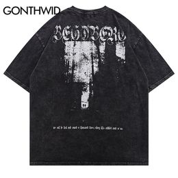 Hip Hop Gothic T -Shirts Streetwear Vintage Grafiker Punk T -Shirts Harajuku Mode Retro Loose Cotton Kurzarm Tees220622