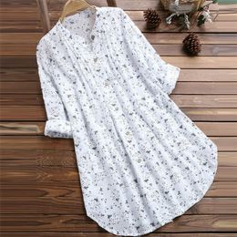 -Plus taille floral imprimé femmes femmes d'été v couche robe de plage blouges couverture de natation en vrac tops chemises tuniques femelles 220624