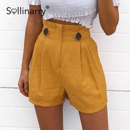 Sollinarry High waist streetwear zipper women shorts Casual button drape bud shorts summer Fashion female lantern bottoms 210709