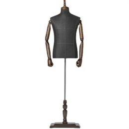 7style Coffee Male Hand Mannequin Props Half Body Stage Clothing Store Display Rack Arm Suit Model Adjustable Height 1pc C060