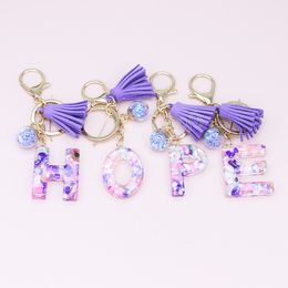 A-Z Letters Initial Keychains for Women Tassel Key Chains Keyring Car Handbag Pendant Charm Key Accessories Jewellery Gifts
