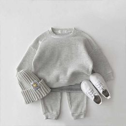 Clothing Sets Korean Baby Cotton Kintting Kids Boys Girls Spring Autumn Loose Tracksuit Pullovers Tops Pants 2PCS ClothesClothing