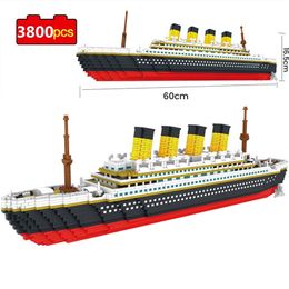 3800pcs Titanic 3D Micro Building Blocks Bricks Big Cruise Ship Boat DIY Mini Diamond Educational Toy for Children 220715