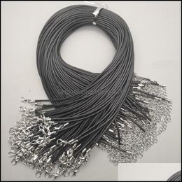 Arts And Crafts Wholesale Black 1.5Mm 2Mm Rope Wax Chains Jewelry Clasp Lobster Necklace Craft Cord Necklaces Lanyard Penda Sports2010 Dh7Fh