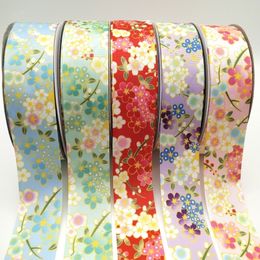 5yardslot 25mm 38mm Floral Print Grosgrain Ribbon for Wedding Party Decoration Christmas Ribbons Card Gift Warpping Materials Y201020