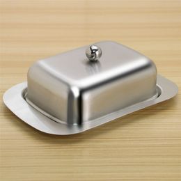 Kitchen Butter Dish Box Container Cheese Plate Storage Container Keeper Tray Butter Dish with Lid Stainless Steel Cheese Boxes 220307