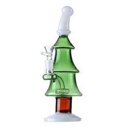 Xmas Trees 14mm Female Joint Hookahs Beverage Bottle With Showerhead Perc Mini Small Rigs Dab Rig Silicone Bongs With Bowl Christmas Style WP2112