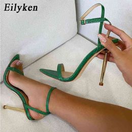 Sandali sandali da donna con tacco alto alla caviglia con scarpe da festa punta stretta 11 cm colore vedi 2022 220121