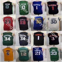 Stitched Youth Basketball Giannis James Antetokounmpo Allen Iverson Harden Stephen Curry Joel Embiid Devin Booker Jayson Tatum Ja Morant Bird Jersey Top Quality