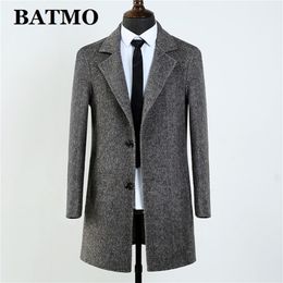 BATMO 2020 new arrival winter 80 wool trench coat men men s grey casual wool jackets LJ201110